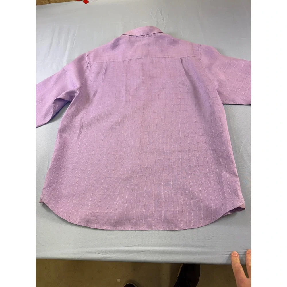 Tommy Bahama Mens Purple 100% Linen Grid‎ Button Up Shirt Large Long Sleeve